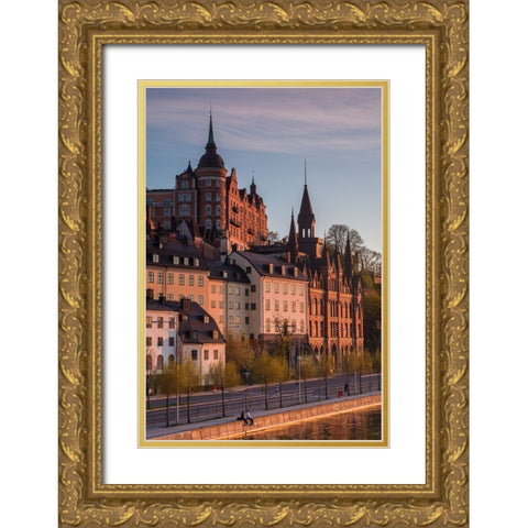 Sweden-Stockholm-view towards Sodermalm neighborhood-sunset Gold Ornate Wood Framed Art Print with Double Matting by Bibikow, Walter