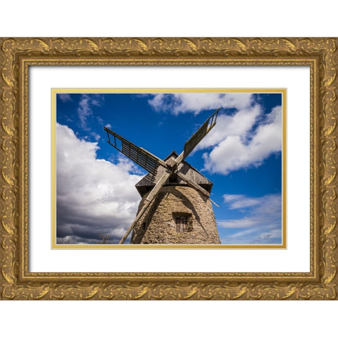 Sweden-Gotland Island-Botvatte-old windmill Gold Ornate Wood Framed Art Print with Double Matting by Bibikow, Walter