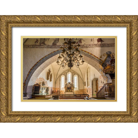 Sweden-Gotland Island-Bro-Bro church-interior Gold Ornate Wood Framed Art Print with Double Matting by Bibikow, Walter
