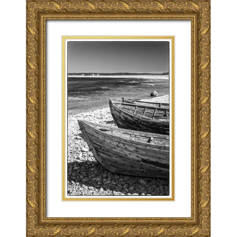 Sweden-Faro Island-Kursviken-coastal farmers fishing boats Gold Ornate Wood Framed Art Print with Double Matting by Bibikow, Walter