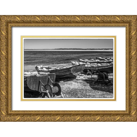 Sweden-Faro Island-Kursviken-coastal farmers fishing boats Gold Ornate Wood Framed Art Print with Double Matting by Bibikow, Walter