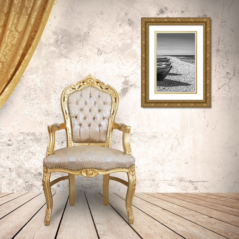 Sweden-Faro Island-Kursviken-coastal farmers fishing boats Gold Ornate Wood Framed Art Print with Double Matting by Bibikow, Walter