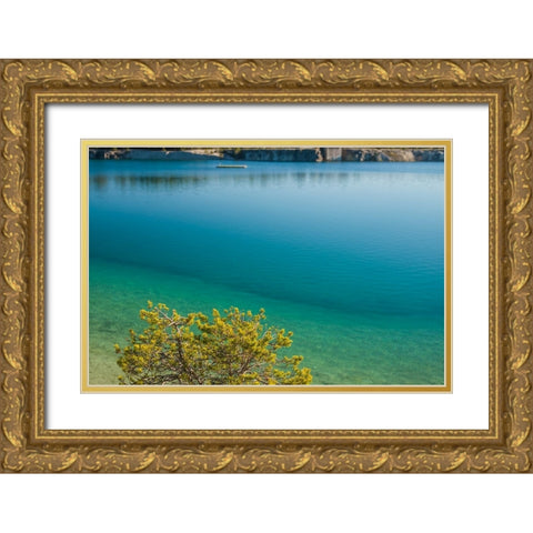 Sweden-Gotland Island-Labro-Bla Lagunen-Blue Lagoon-natural swimming area in former chalk quarry wi Gold Ornate Wood Framed Art Print with Double Matting by Bibikow, Walter