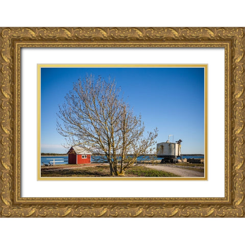 Sweden-Gotland Island-Blase-former lime factory-steam shovel Gold Ornate Wood Framed Art Print with Double Matting by Bibikow, Walter