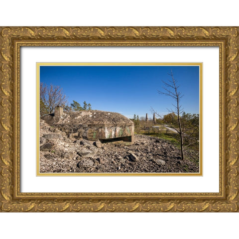 Sweden-Gotland Island-Bungenas-former chalk mine and military base-now an exclusive vacation develo Gold Ornate Wood Framed Art Print with Double Matting by Bibikow, Walter