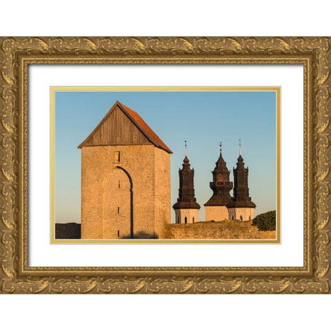 Sweden-Gotland Island-Visby-12th century city wall-most complete medieval city wall in Europe-Oster Gold Ornate Wood Framed Art Print with Double Matting by Bibikow, Walter