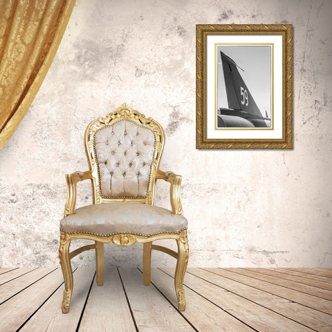 Sweden-Southeastern Sweden-Nykoping-F11 reconnaissance aircraft-F11 Museum-tail fin Gold Ornate Wood Framed Art Print with Double Matting by Bibikow, Walter