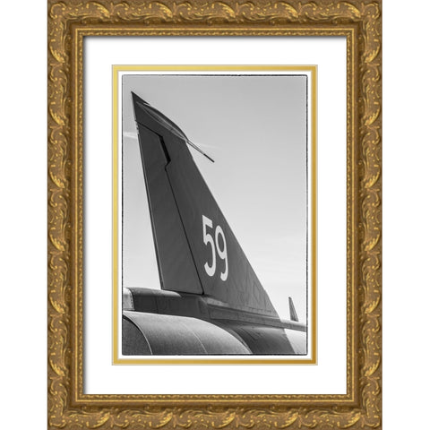 Sweden-Southeastern Sweden-Nykoping-F11 reconnaissance aircraft-F11 Museum-tail fin Gold Ornate Wood Framed Art Print with Double Matting by Bibikow, Walter