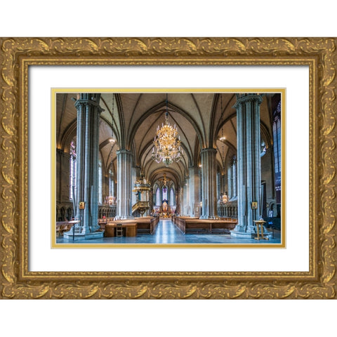 Sweden-Linkoping-Linkoping domkyrka cathedral-interior Gold Ornate Wood Framed Art Print with Double Matting by Bibikow, Walter