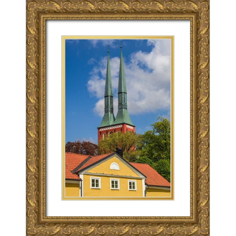 Sweden-Vaxjo-Vaxjo church-exterior Gold Ornate Wood Framed Art Print with Double Matting by Bibikow, Walter