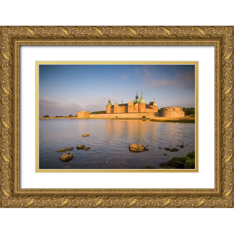 Sweden-Kalmar-Kalmar Slott castle-dawn Gold Ornate Wood Framed Art Print with Double Matting by Bibikow, Walter