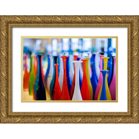 Sweden-Glasriket-Kingdom of Glass historical glass making region-Nybro-Pukeberg Glasbruk-glass item Gold Ornate Wood Framed Art Print with Double Matting by Bibikow, Walter