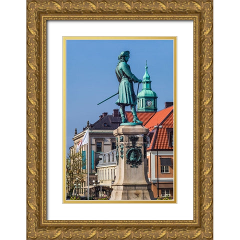Southern Sweden-Karlskrona-Stortorget Square-town buildings Gold Ornate Wood Framed Art Print with Double Matting by Bibikow, Walter