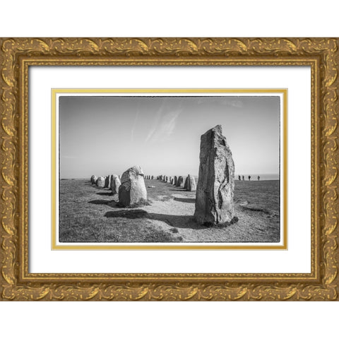 Southern Sweden-Kaseberga-Ales Stenar-Ales Stones-early peoples ritual site-600 AD Gold Ornate Wood Framed Art Print with Double Matting by Bibikow, Walter