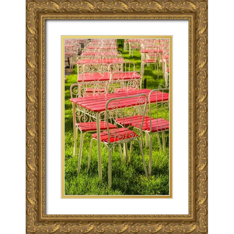 Southern Sweden-Ystad-cafe tables Gold Ornate Wood Framed Art Print with Double Matting by Bibikow, Walter
