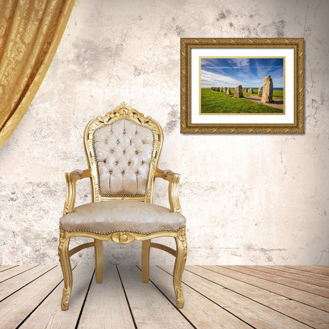 Southern Sweden-Kaseberga-Ales Stenar-Ales Stones-early peoples ritual site-600 AD Gold Ornate Wood Framed Art Print with Double Matting by Bibikow, Walter