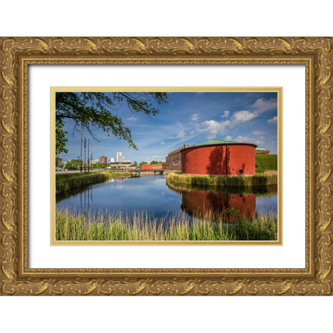 Sweden-Scania-Malmo-Malmohus Slott fortress-exterior Gold Ornate Wood Framed Art Print with Double Matting by Bibikow, Walter