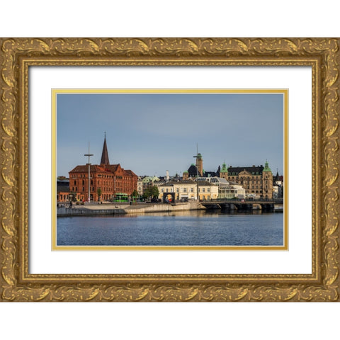 Sweden-Scania-Malmo-Inre Hamnen inner harbor Gold Ornate Wood Framed Art Print with Double Matting by Bibikow, Walter