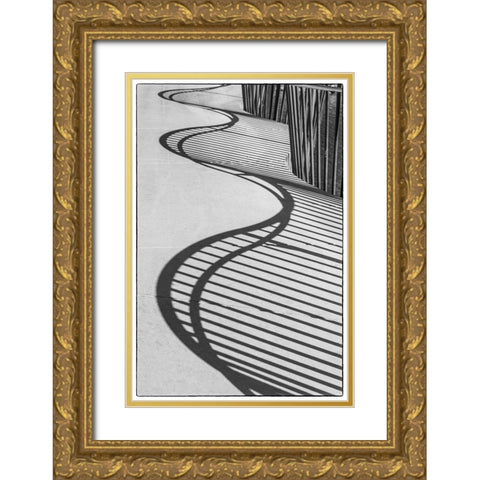 Sweden-Scania-Malmo-Rorsjokanalen canal bridge-shadow pattern Gold Ornate Wood Framed Art Print with Double Matting by Bibikow, Walter