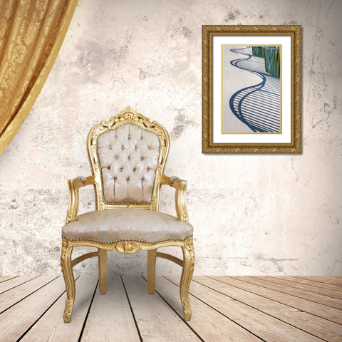 Sweden-Scania-Malmo-Rorsjokanalen canal bridge-shadow pattern Gold Ornate Wood Framed Art Print with Double Matting by Bibikow, Walter