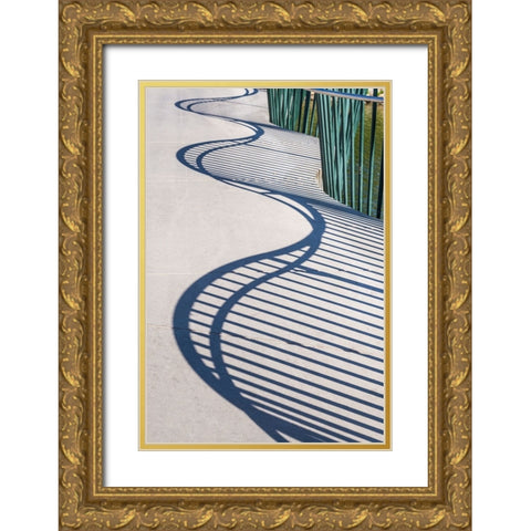 Sweden-Scania-Malmo-Rorsjokanalen canal bridge-shadow pattern Gold Ornate Wood Framed Art Print with Double Matting by Bibikow, Walter