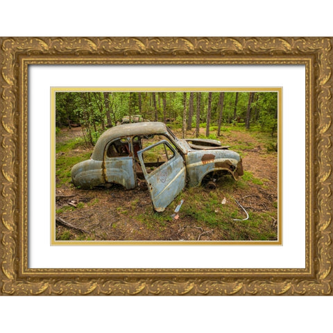 Sweden-Smaland-Ryd-Kyrko Mosse Car Cemetery-former junkyard now pubic park-junked cars Gold Ornate Wood Framed Art Print with Double Matting by Bibikow, Walter