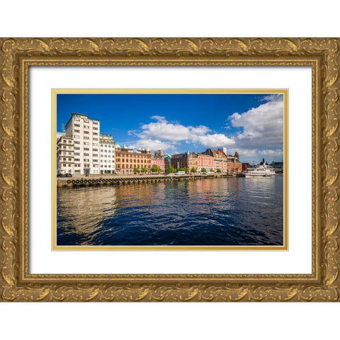 Sweden-Scania-Malmo-Inre Hamnen inner harbor Gold Ornate Wood Framed Art Print with Double Matting by Bibikow, Walter