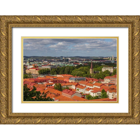Sweden-Vastragotland and Bohuslan-Gothenburg-high angle city view from the Skansparken-late afterno Gold Ornate Wood Framed Art Print with Double Matting by Bibikow, Walter