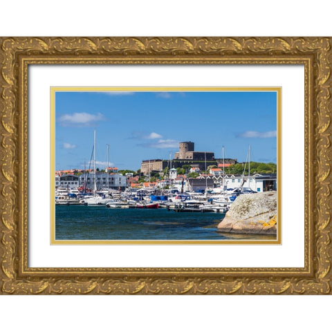 Sweden-Bohuslan-Marstrand-island town view with the 17th century Carlsten fortress Gold Ornate Wood Framed Art Print with Double Matting by Bibikow, Walter