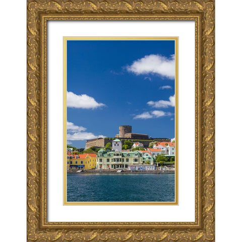 Sweden-Bohuslan-Marstrand-island town view with the 17th century Carlsten fortress Gold Ornate Wood Framed Art Print with Double Matting by Bibikow, Walter
