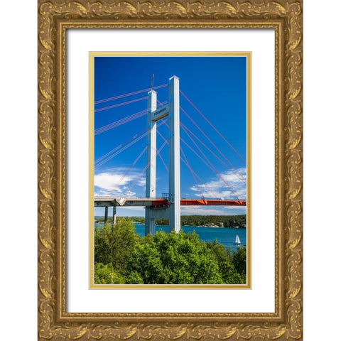 Sweden-Bohuslan-Tjorn Island-Stenungsund-Tjornbron bridge-links the mainland to Tjorn Island Gold Ornate Wood Framed Art Print with Double Matting by Bibikow, Walter