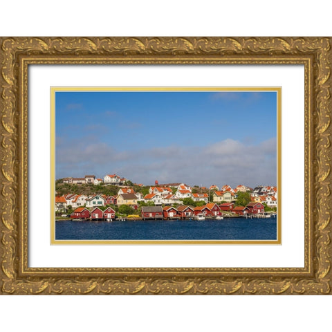 Sweden-Bohuslan-Hovenaset-coastal village view Gold Ornate Wood Framed Art Print with Double Matting by Bibikow, Walter
