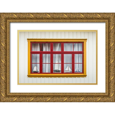 Sweden-Bohuslan-Fjallbacka-village house detail Gold Ornate Wood Framed Art Print with Double Matting by Bibikow, Walter