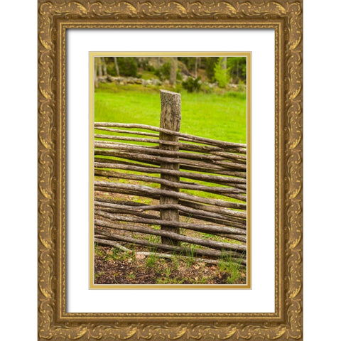 Sweden-Bohuslan-Tanumshede-traditional architecture-wood fence Gold Ornate Wood Framed Art Print with Double Matting by Bibikow, Walter