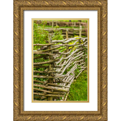 Sweden-Bohuslan-Tanumshede-traditional architecture-wood fence Gold Ornate Wood Framed Art Print with Double Matting by Bibikow, Walter