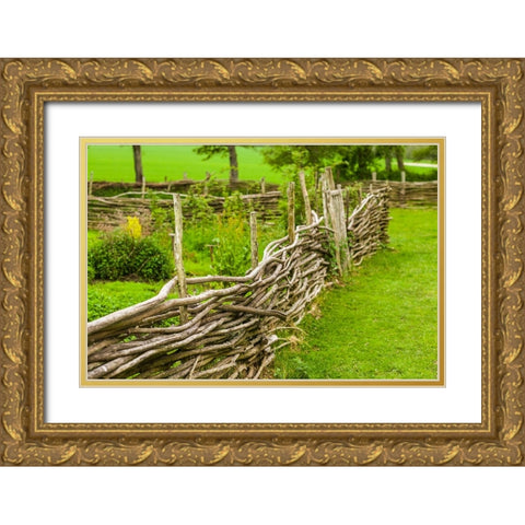 Sweden-Bohuslan-Tanumshede-traditional architecture-wood fence Gold Ornate Wood Framed Art Print with Double Matting by Bibikow, Walter