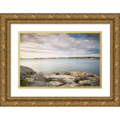 Sweden-Bohuslan-Salto Island-rocky cove seascape Gold Ornate Wood Framed Art Print with Double Matting by Bibikow, Walter
