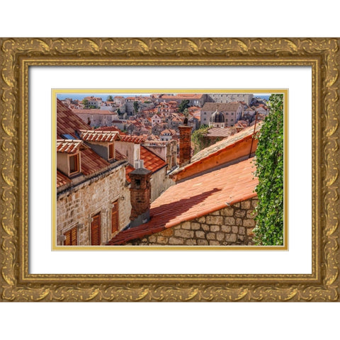 Croatia Dalmatia Dubrovnik Red terra cotta roof tiles in the old town of Dubrovnik Gold Ornate Wood Framed Art Print with Double Matting by Wilson, Emily