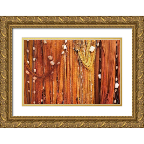 Fishing nets drying in the sun-Sipanska Luka-Sipan Island-Dalmatian Coast-Croatia Gold Ornate Wood Framed Art Print with Double Matting by Bishop, Russ