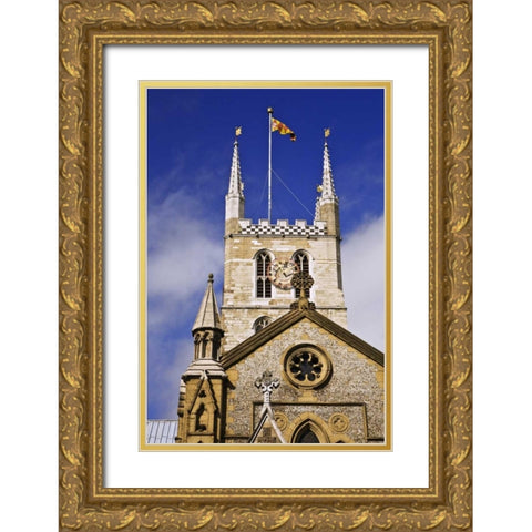 Great Britain, London Southwark Cathedral Gold Ornate Wood Framed Art Print with Double Matting by Flaherty, Dennis