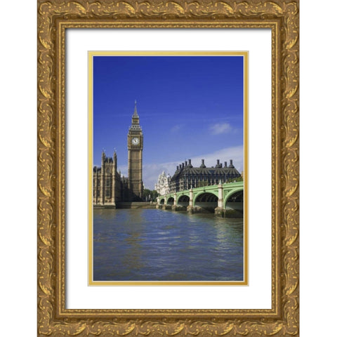 Great Britain, London cityscape of downtown Gold Ornate Wood Framed Art Print with Double Matting by Flaherty, Dennis