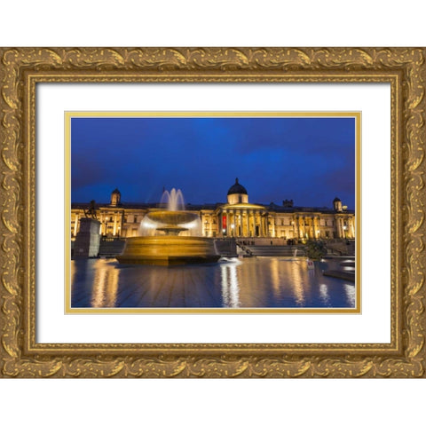 England, London National Gallery at twilight Gold Ornate Wood Framed Art Print with Double Matting by Kirkland, Dennis