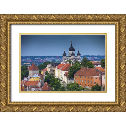 Estonia, Tallinn Alexander Nevsky Cathedral Gold Ornate Wood Framed Art Print with Double Matting by Zuckerman, Jim