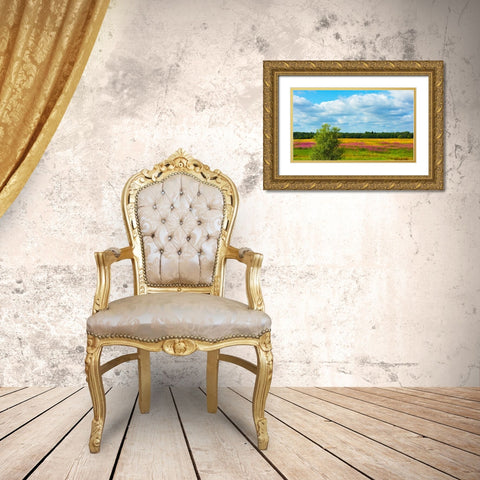 Farmland and flower fields-Estonia Gold Ornate Wood Framed Art Print with Double Matting by Su, Keren