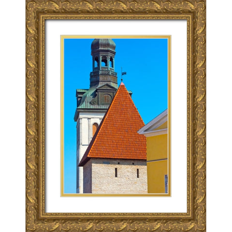 St-Marys Cathedral spire and Maiden Tower in the old town-Tallinn-Estonia Gold Ornate Wood Framed Art Print with Double Matting by Su, Keren