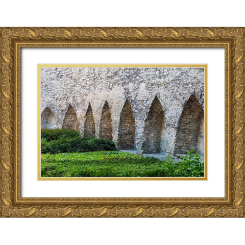 Medieval city wall in the old town-Tallinn-Estonia Gold Ornate Wood Framed Art Print with Double Matting by Su, Keren