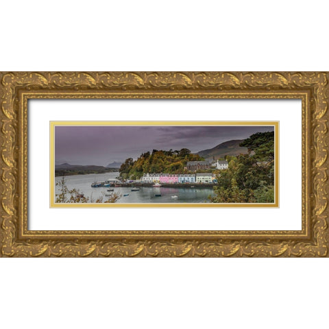Portree Harbor Portree is the Capital town on the Isle of Skye-Scotland Gold Ornate Wood Framed Art Print with Double Matting by Norring, Tom