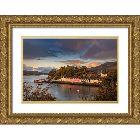Portree Harbor Portree is the Capital town on the Isle of Skye-Scotland Gold Ornate Wood Framed Art Print with Double Matting by Norring, Tom