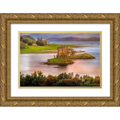 Castle Stalker built on a small Island near Port Appin 14th Century-Scotland Gold Ornate Wood Framed Art Print with Double Matting by Norring, Tom