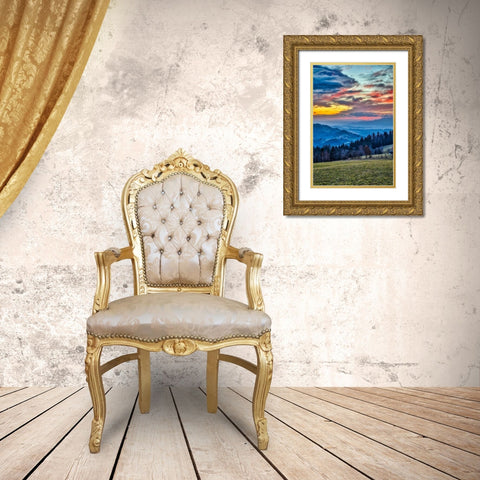 Slovenia-Poljane Sora Valley-hillside near Gorenja Vas in early morning light Gold Ornate Wood Framed Art Print with Double Matting by Looney, Hollice
